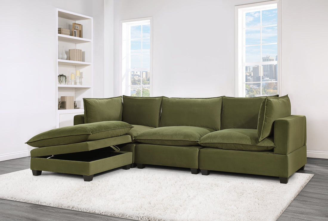 Cloud2 Olive Velvet Modular Sectional *4PC SECTIONAL SET - CLOUD2 OLIVE VELVET 4PC SECTIONAL SET