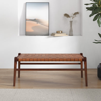 Cody Tan Leather Bench - BEN01301501