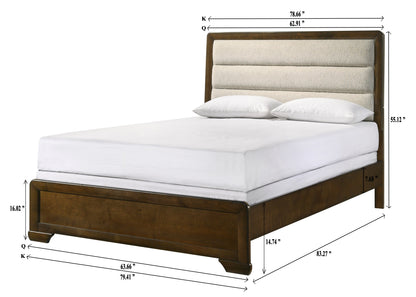 Coffield Brown Upholstered Panel Bedroom Set - SET | B5530-Q-HBFB | B5530-KQ-RAIL | B5530-2 | B5530-4