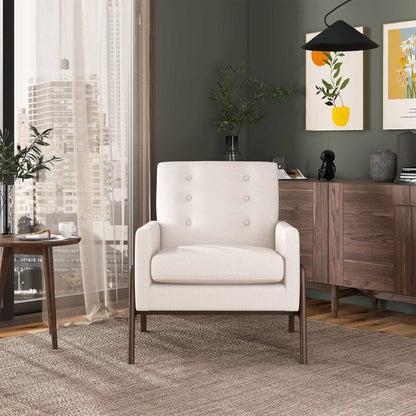 Cole Solid Wood Beige Velvet Lounge Chair - LCH00502201