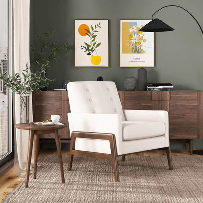 Cole Solid Wood Beige Velvet Lounge Chair - LCH00502201