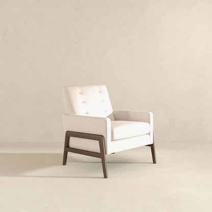 Cole Solid Wood Beige Velvet Lounge Chair - LCH00502201