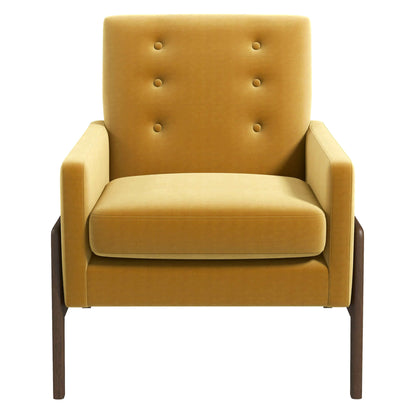 Cole Solid Wood Dark Yellow Velvet Lounge Chair - LCH00502203