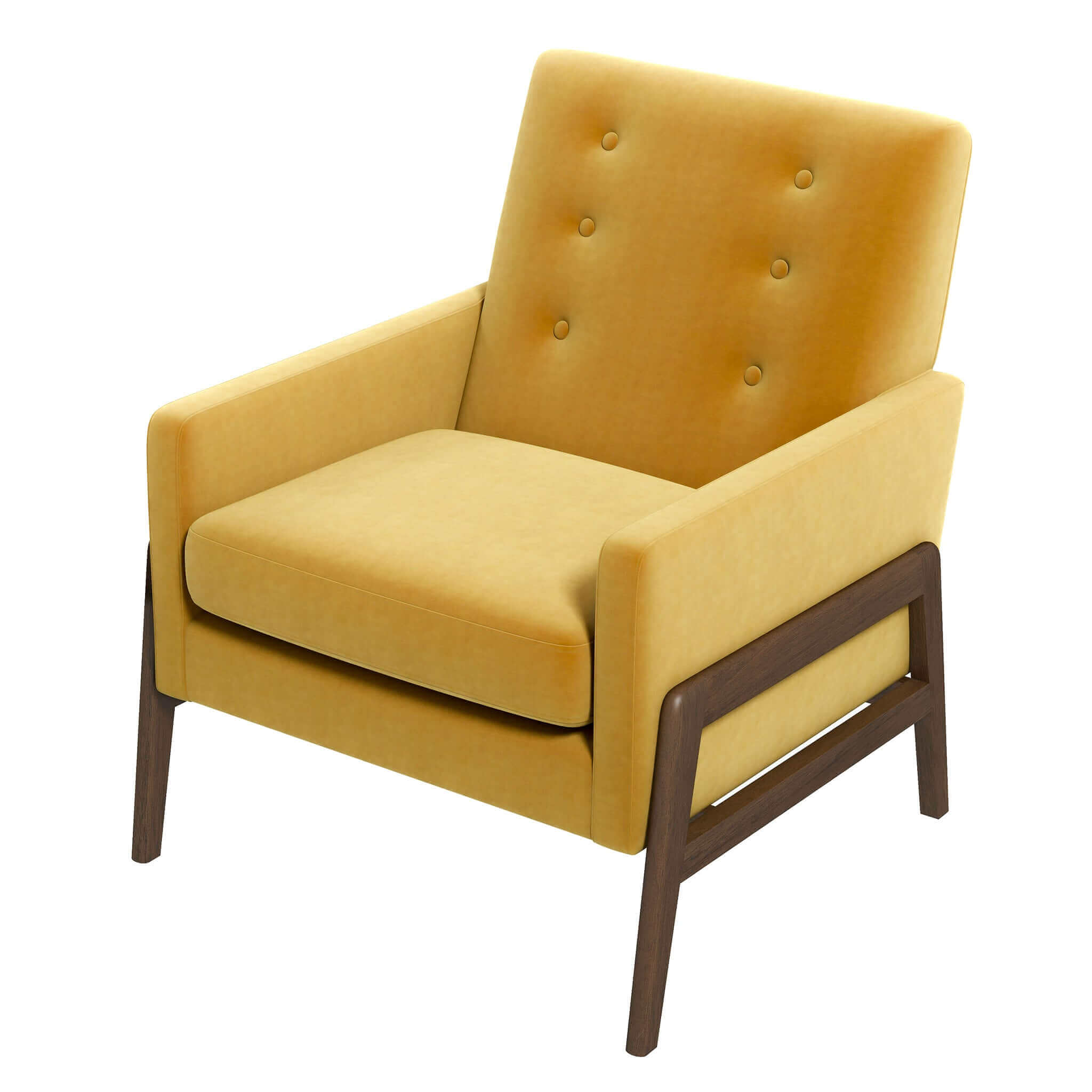Cole Solid Wood Dark Yellow Velvet Lounge Chair - LCH00502203