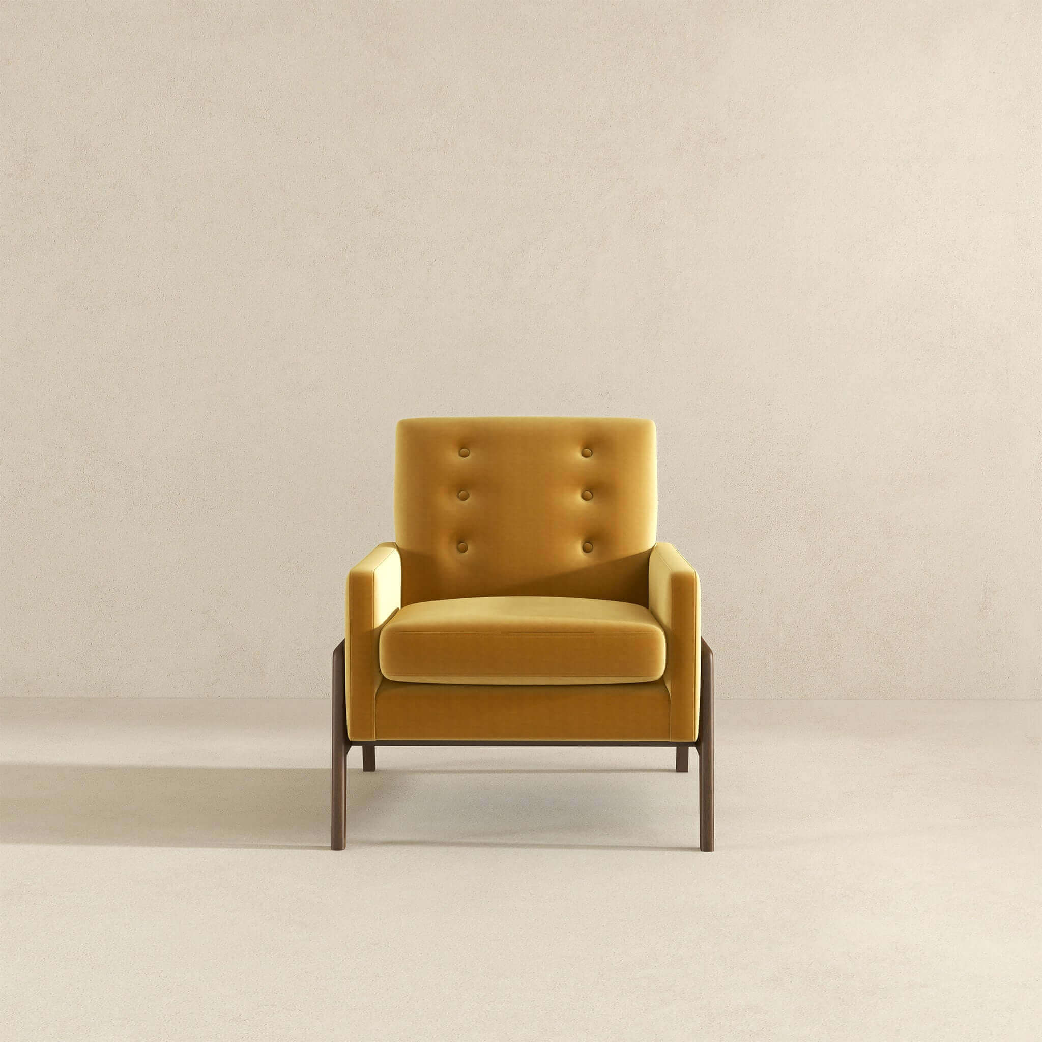 Cole Solid Wood Dark Yellow Velvet Lounge Chair - LCH00502203