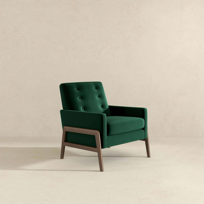 Cole  Solid Wood Green Velvet Lounge Chair - LCH00502202