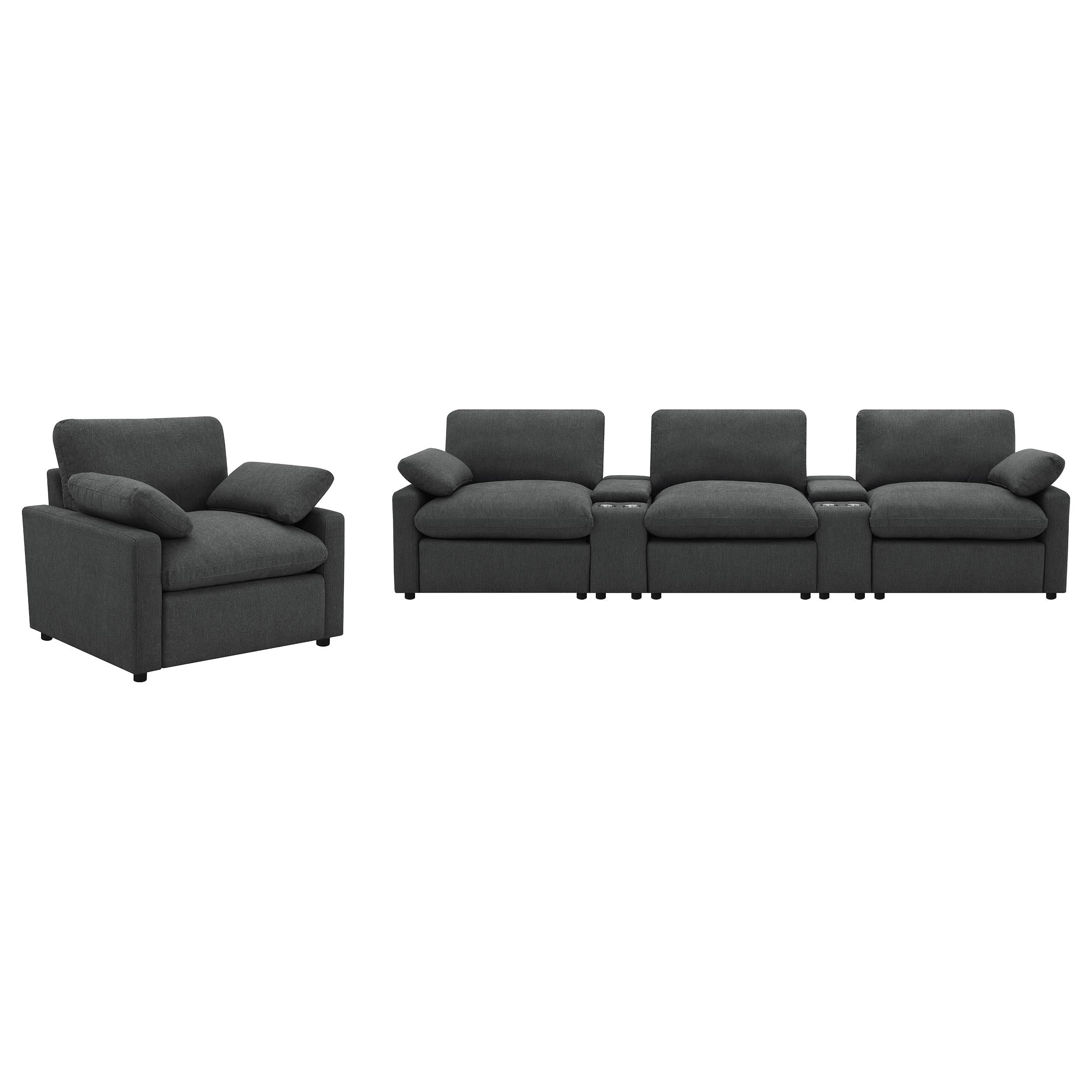 Collins 5-piece Power Reclining Home Theater Seating Dark Grey - 609531PT