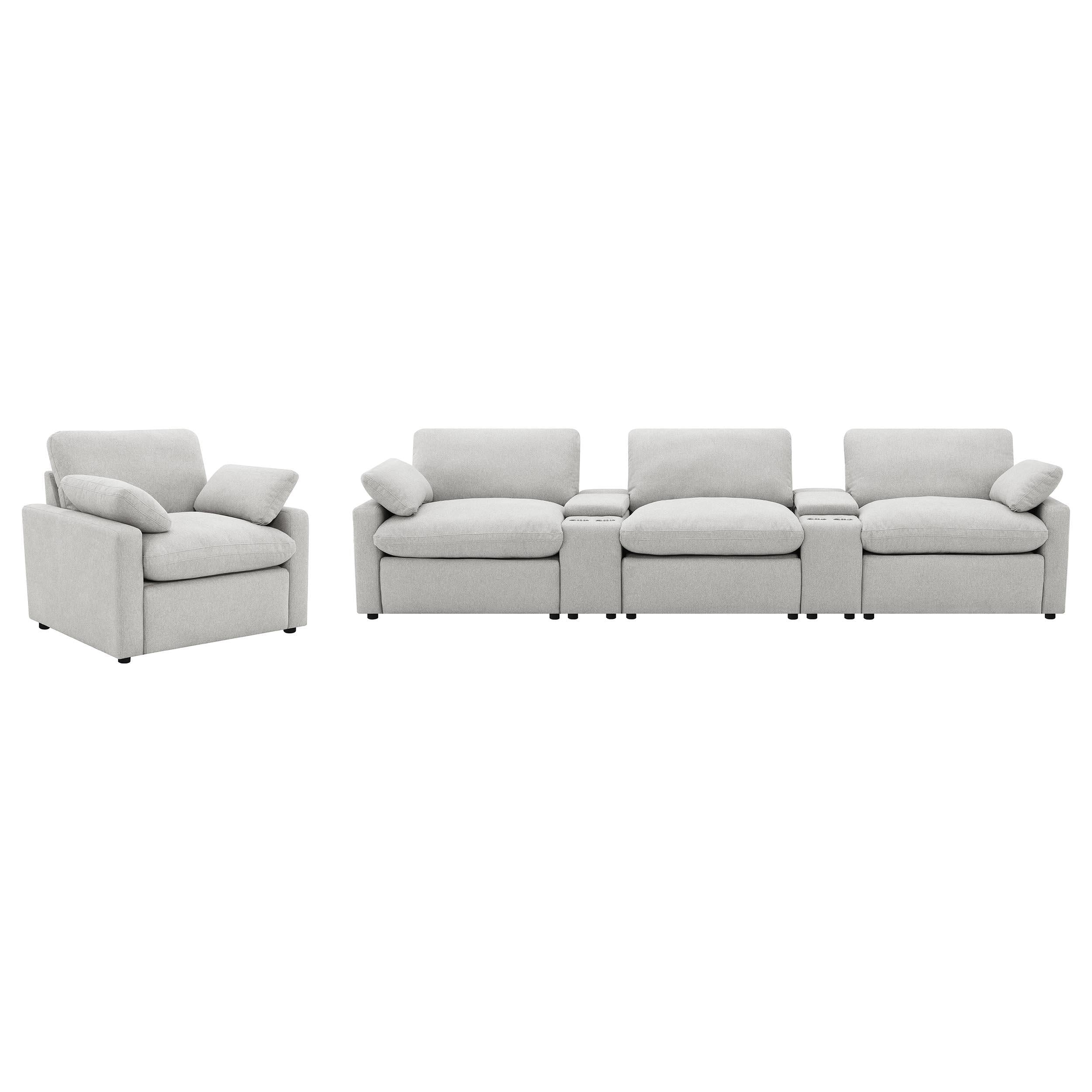 Collins 5-piece Power Reclining Home Theater Seating Grey - 609561PT