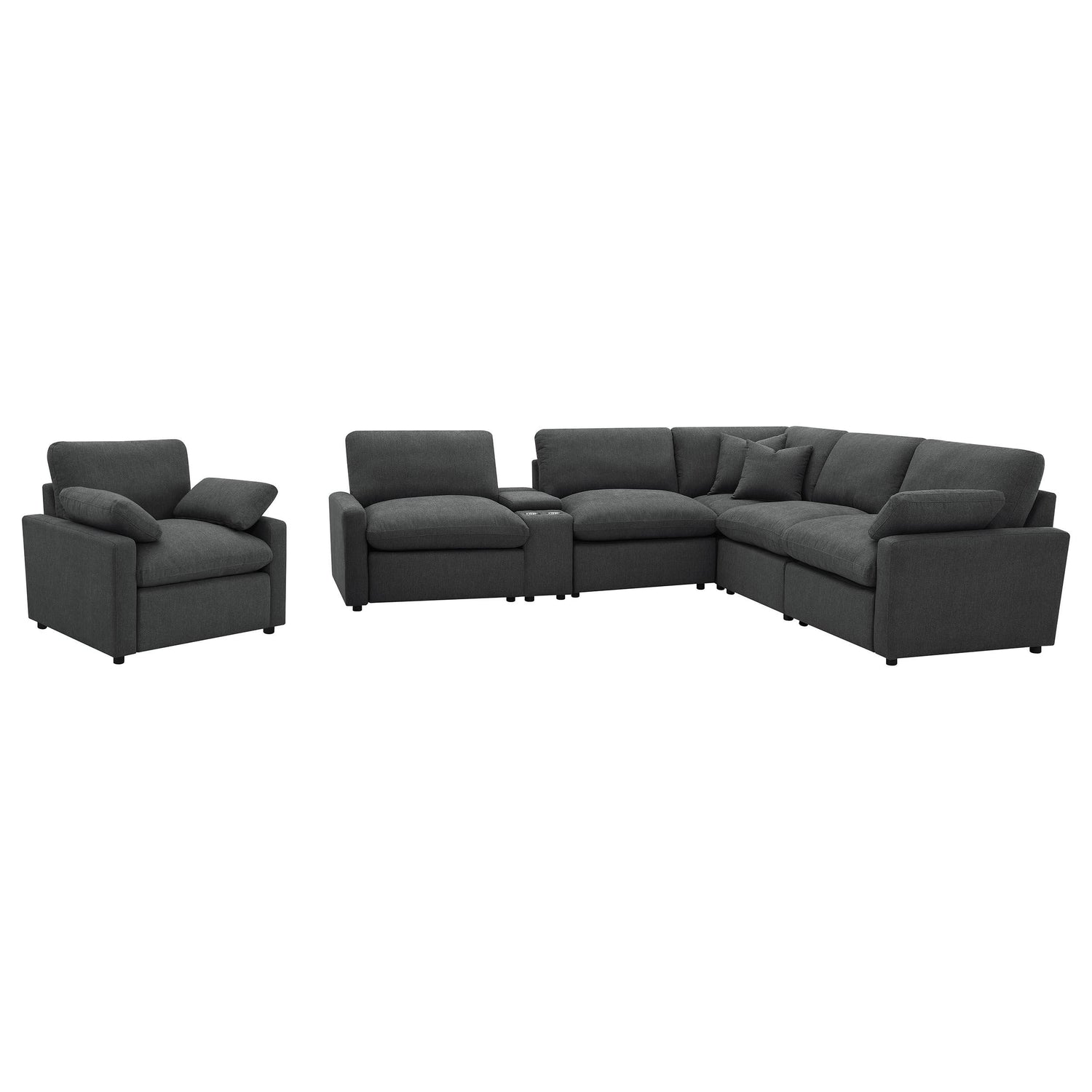 Collins 6-piece Modular Power Reclining Sectional Dark Grey - 609530P-SET