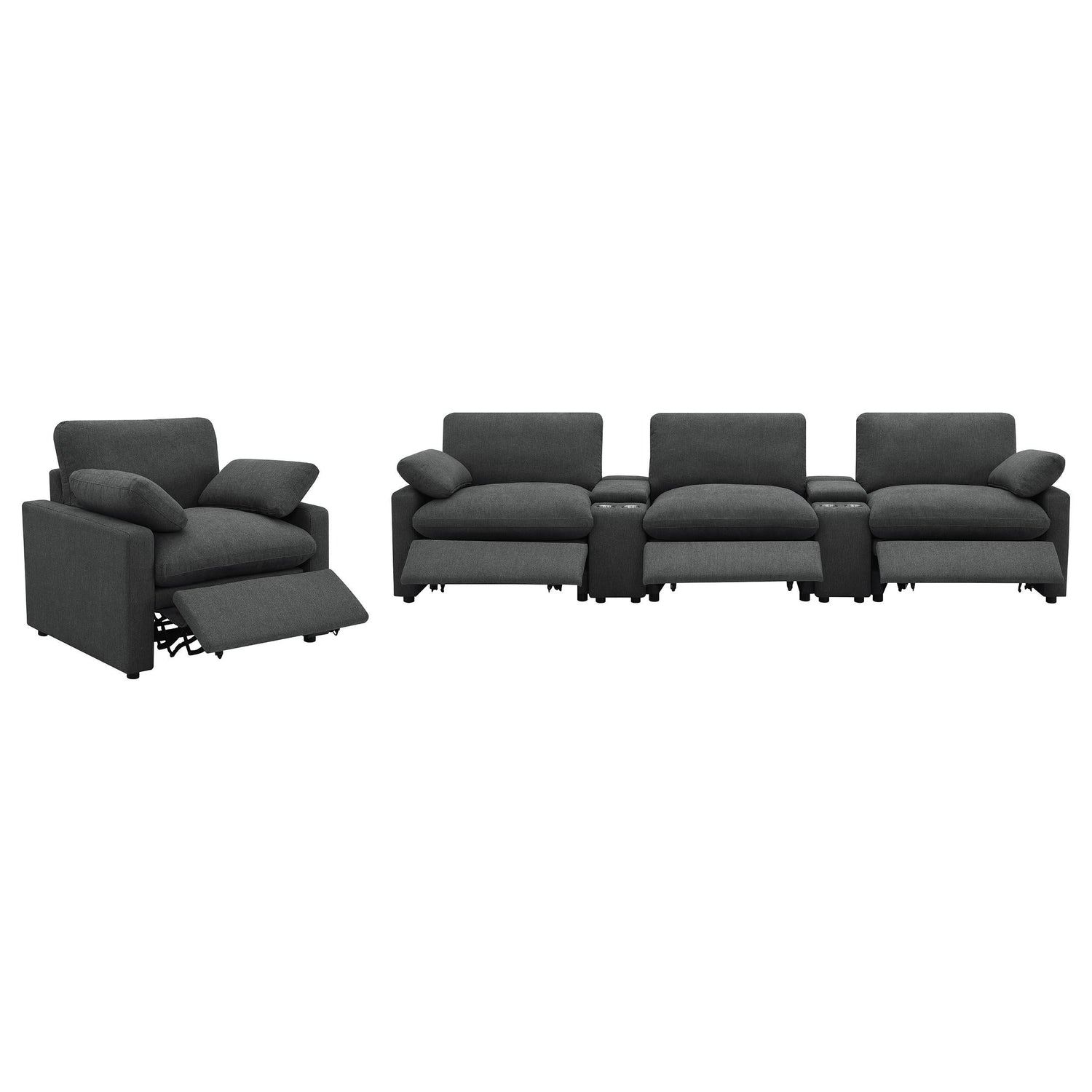 Collins Upholstered Power Recliner Chair Dark Grey - 609533P