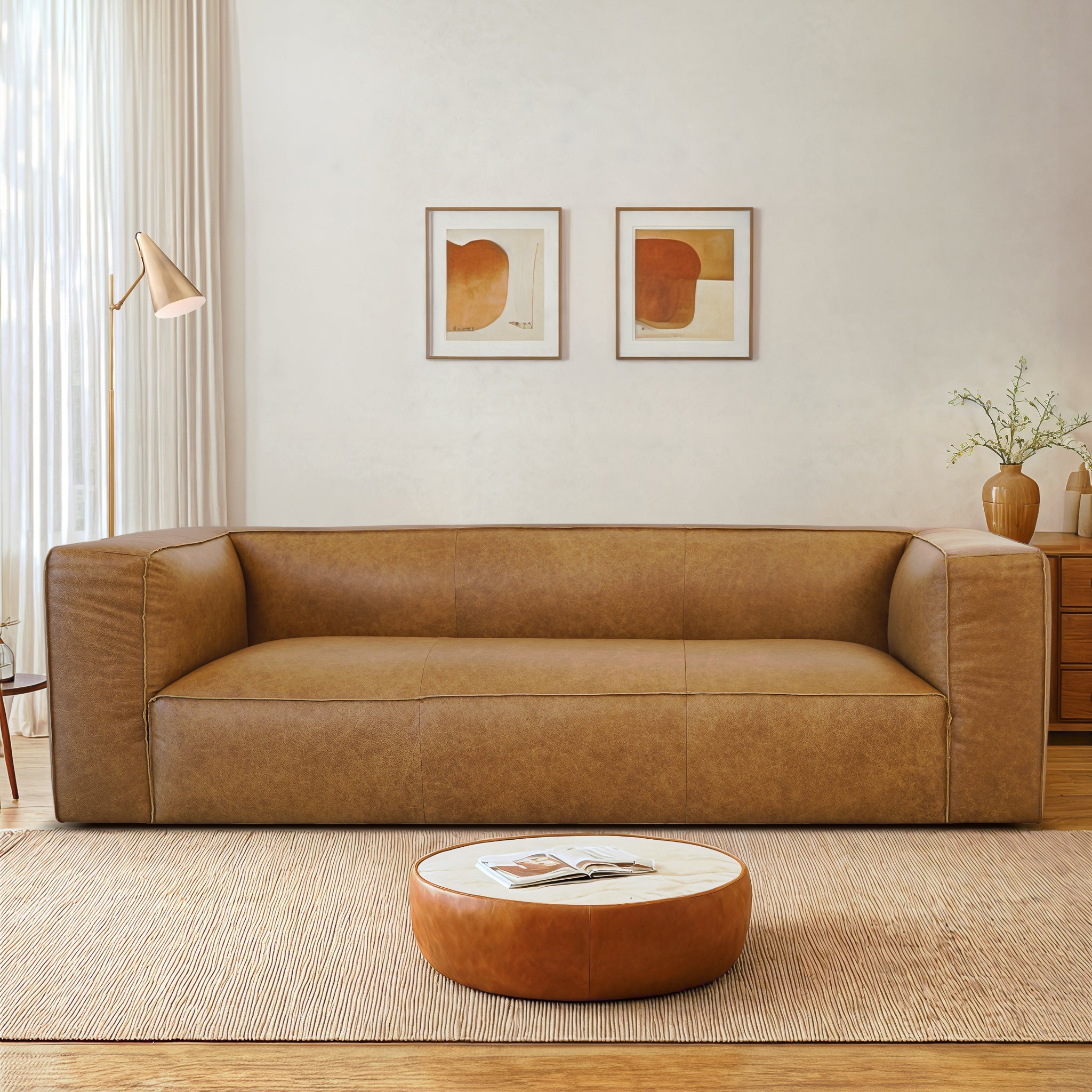 Colton Tan Leather Sofa - SOF00401401
