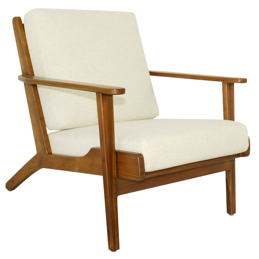 Connor Solid Wood Linen Lounge Chair - Cream - LCH01101112