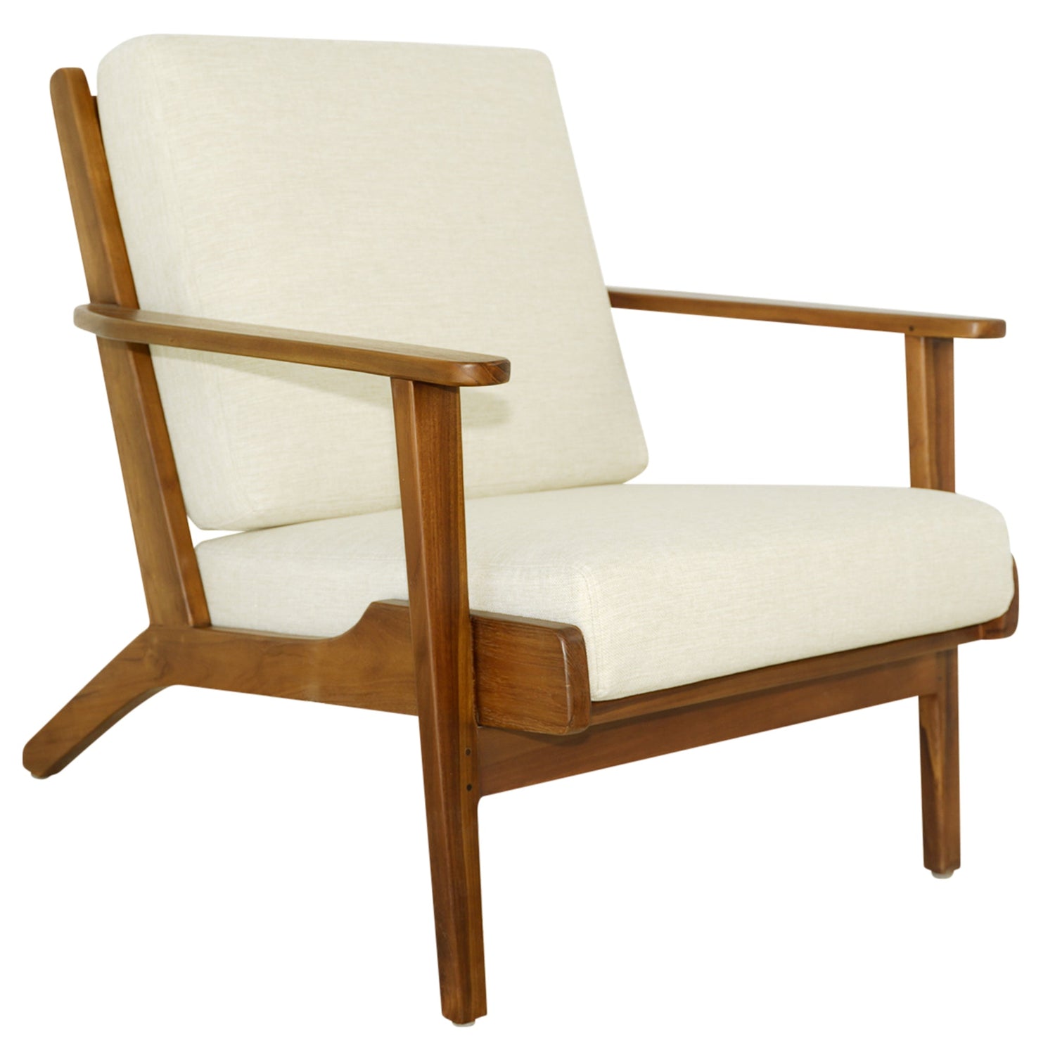 Connor Solid Wood Linen Lounge Chair - Cream - LCH01101112