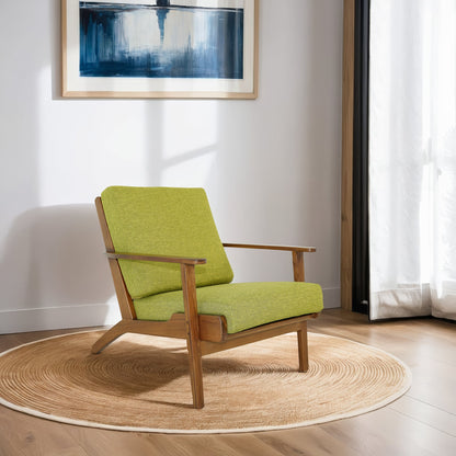 Connor Solid Wood Linen Lounge Chair - Pistachio Green - LCH01101111