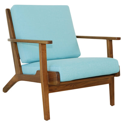 Connor Solid Wood Linen Lounge Chair - Sky Blue - LCH01101114