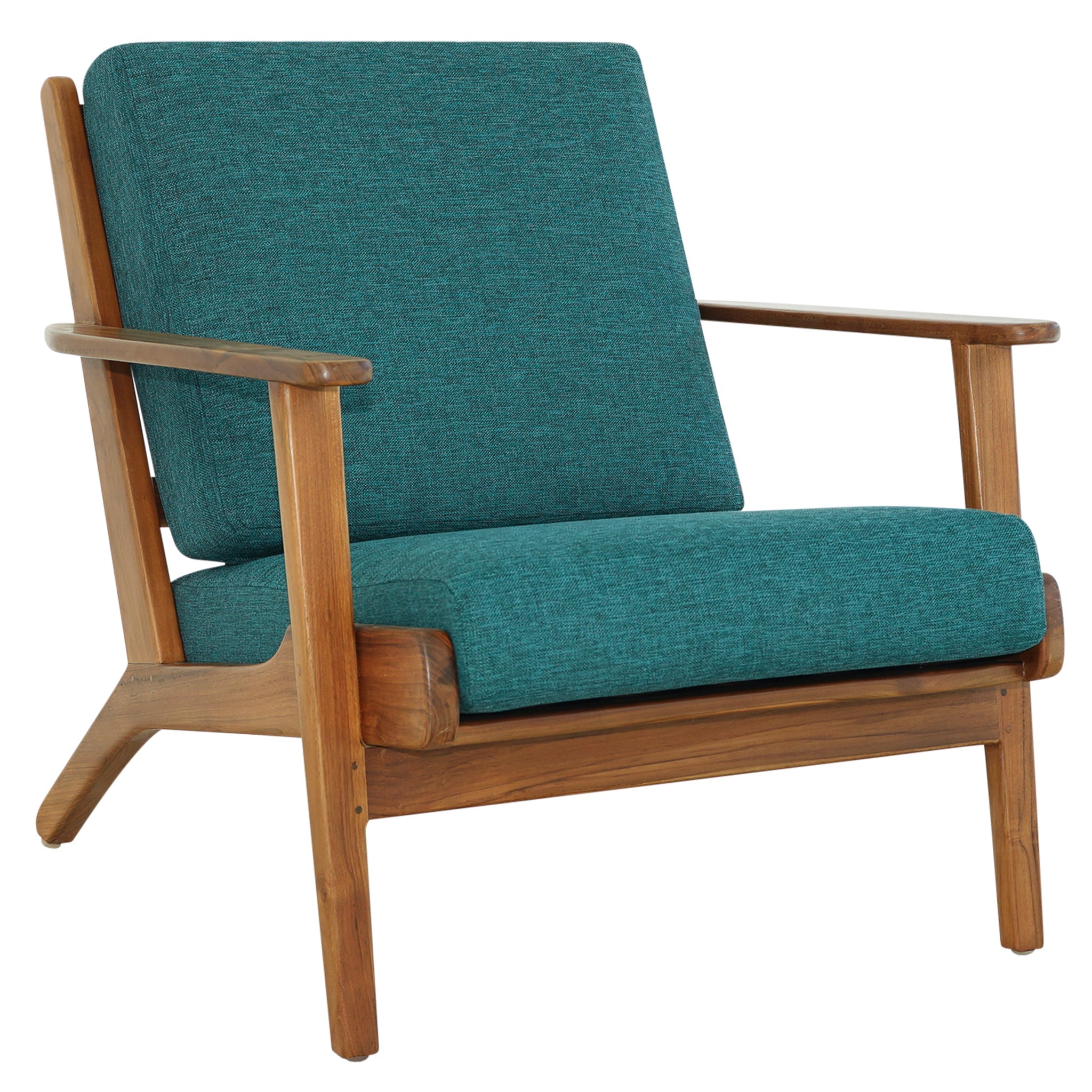 Connor Solid Wood Linen Lounge Chair - Teal - LCH01101113