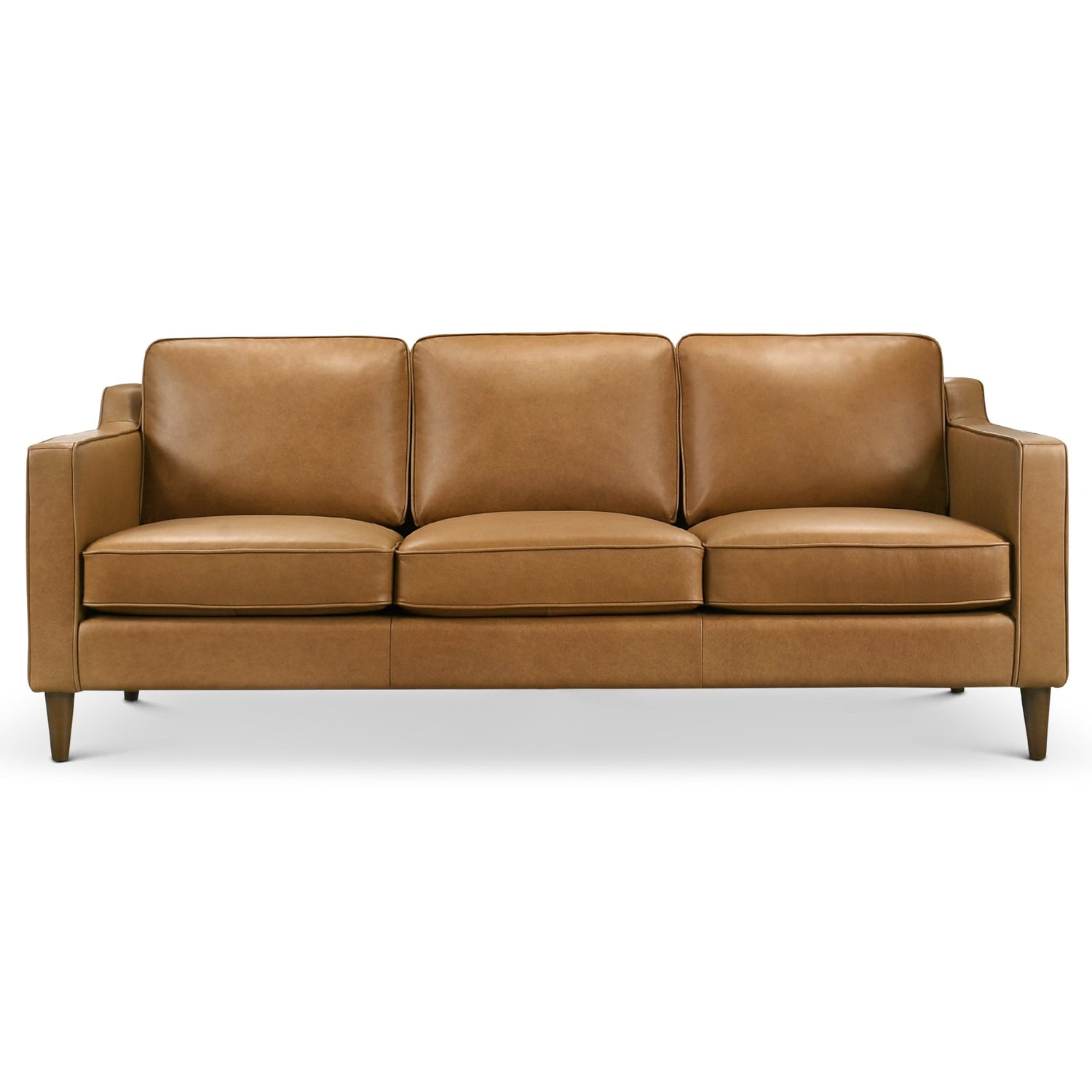 Cooper Mid Century Modern Tan Leather Sofa - SOF00402701