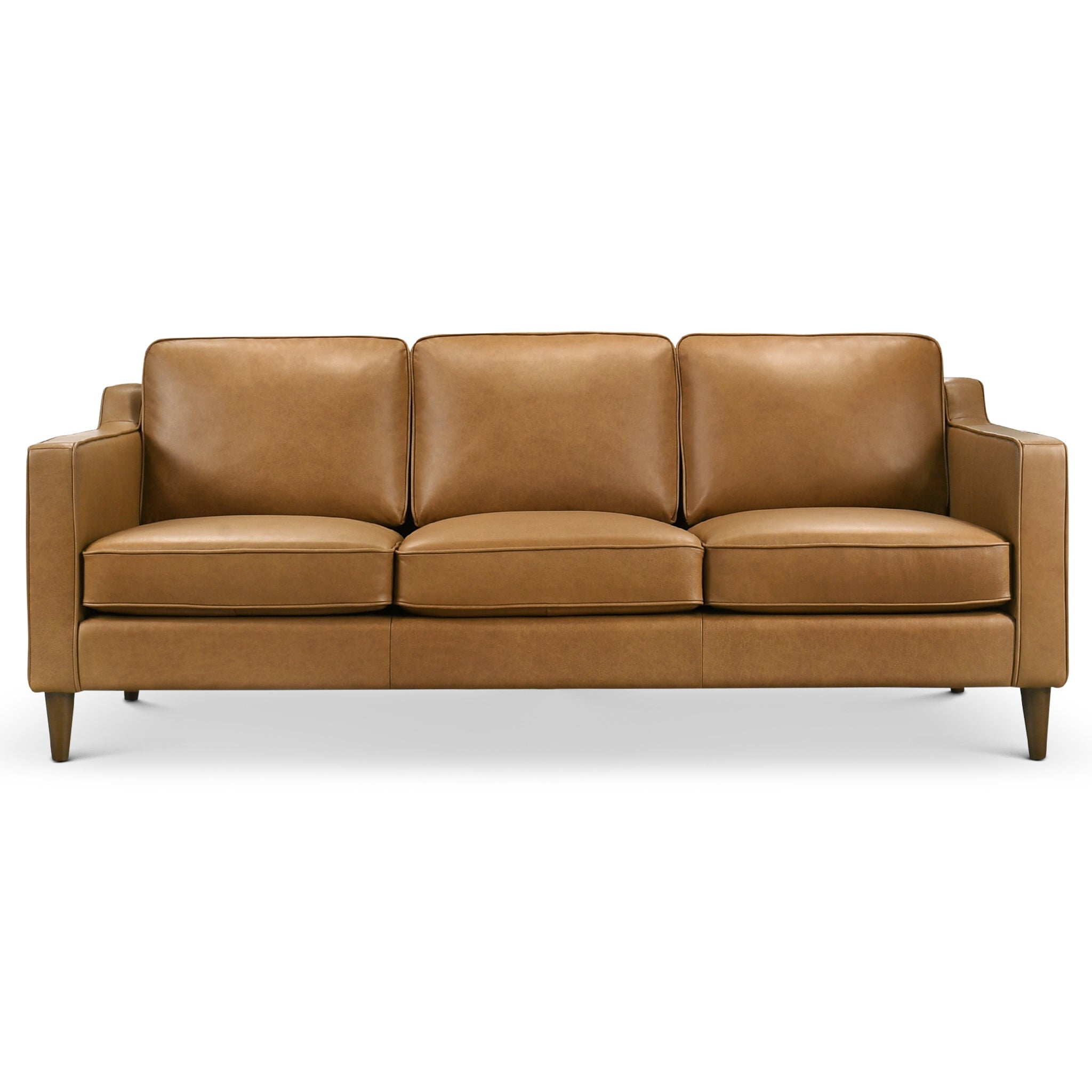 Cooper Mid Century Modern Tan Leather Sofa - SOF00402701
