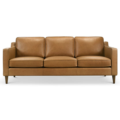 Cooper Mid Century Modern Tan Leather Sofa - SOF00402701