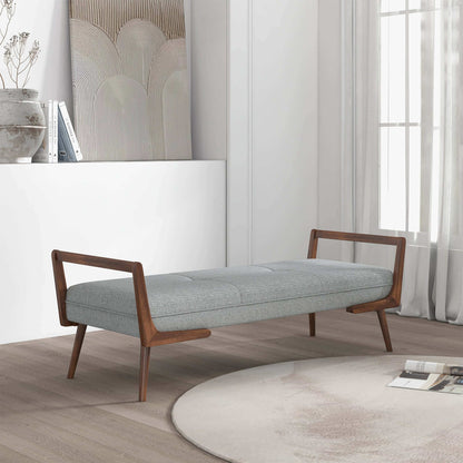 Cora Mid Century Modern Grey Fabric Bench - BEN00600301