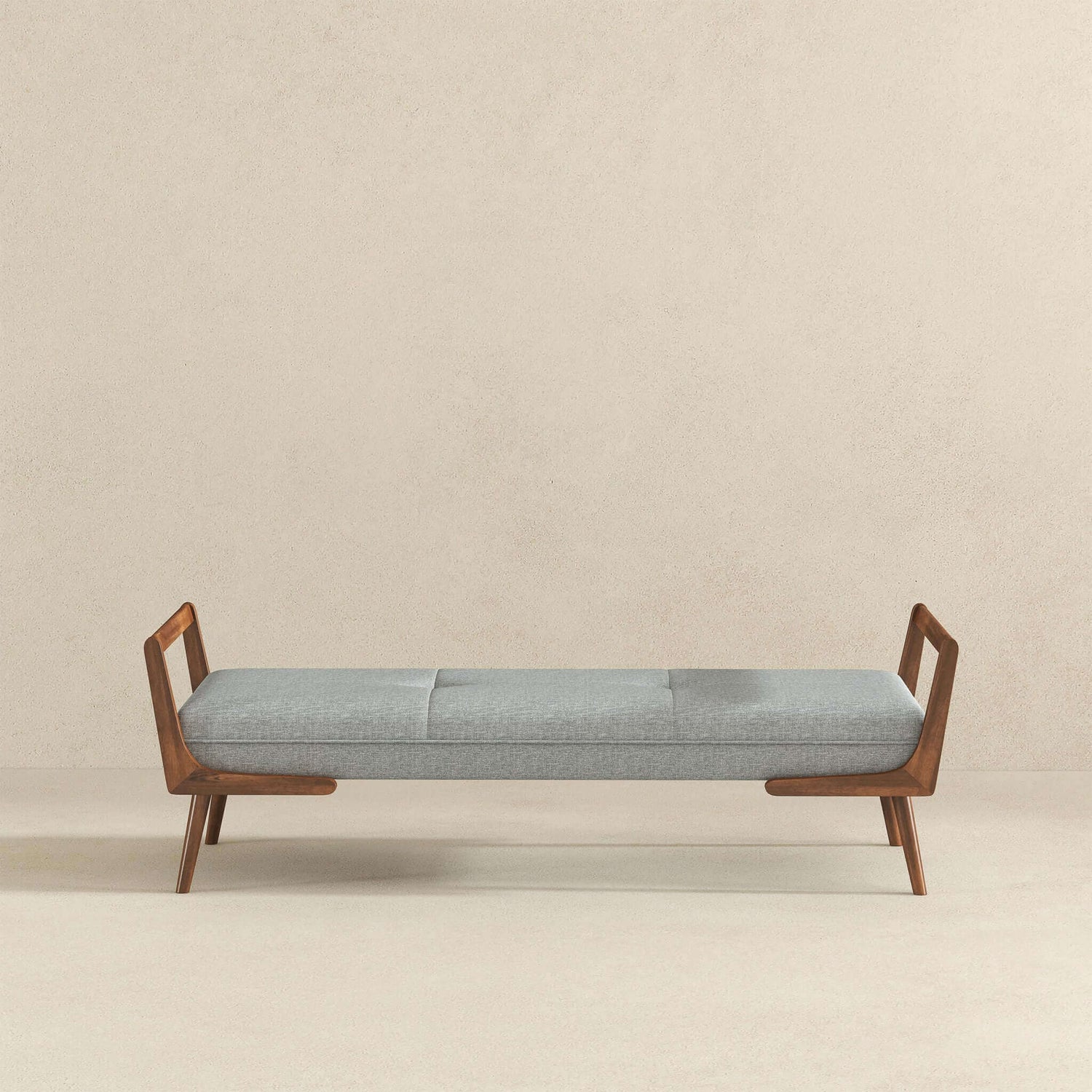 Cora Mid Century Modern Grey Fabric Bench - BEN00600301