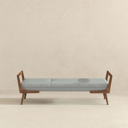 Cora Mid Century Modern Grey Fabric Bench - BEN00600301