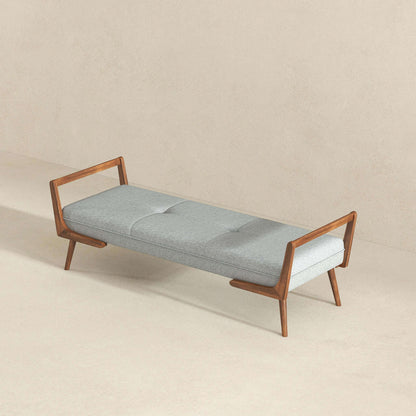 Cora Mid Century Modern Grey Fabric Bench - BEN00600301