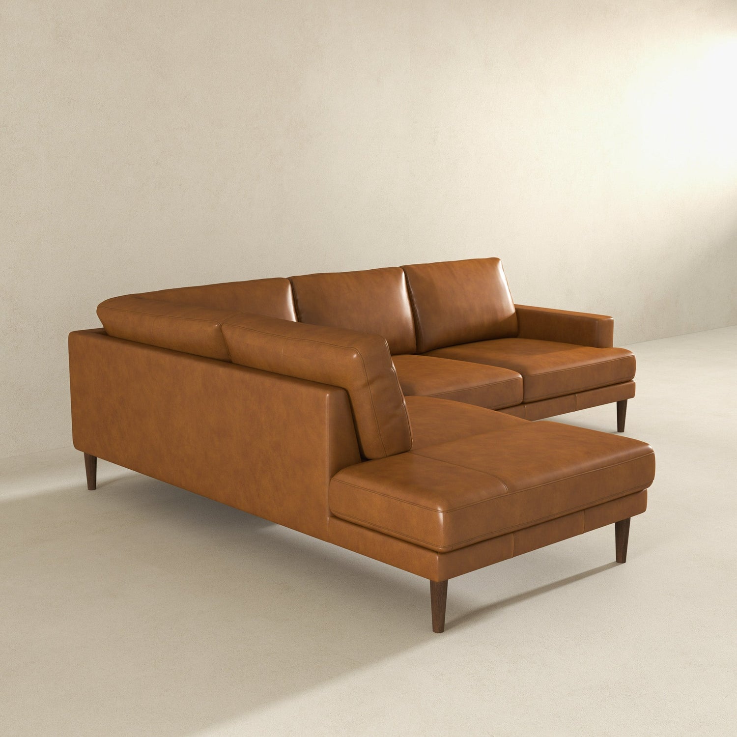 Corbin Left-Facing Tan Leather Sectional Sofa - SEC00402801