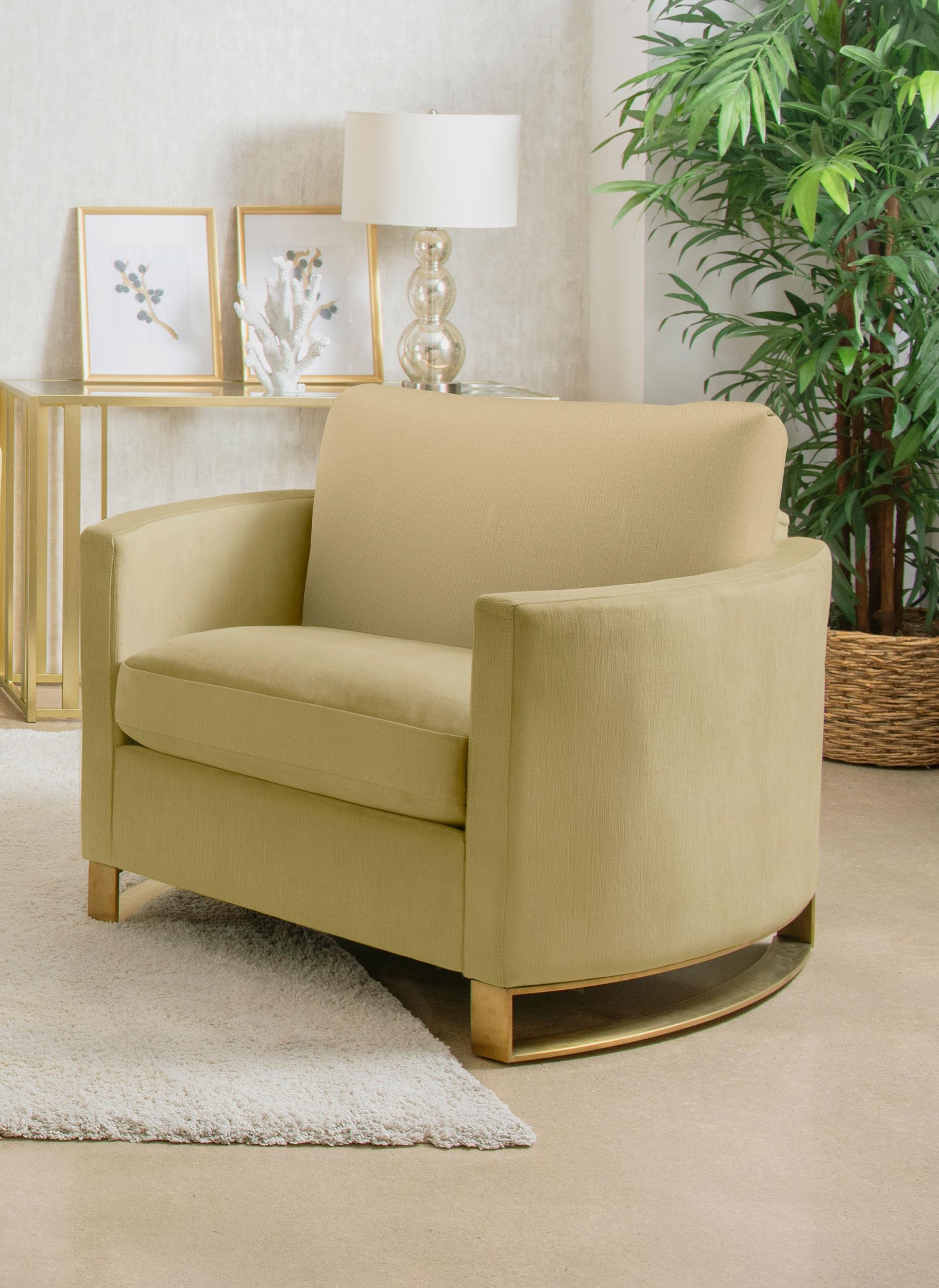 Corliss Velvet Upholstered Curved Track Arm Chair Camel - 508826