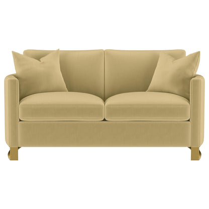 Corliss Velvet Upholstered Curved Track Arm Loveseat Camel - 508825