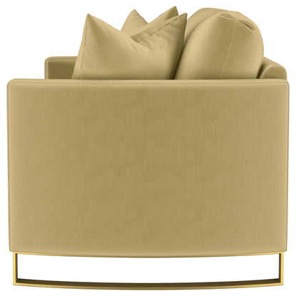 Corliss Velvet Upholstered Curved Track Arm Loveseat Camel - 508825