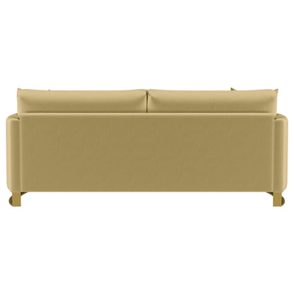 Corliss Velvet Upholstered Curved Track Arm Sofa Camel - 508824