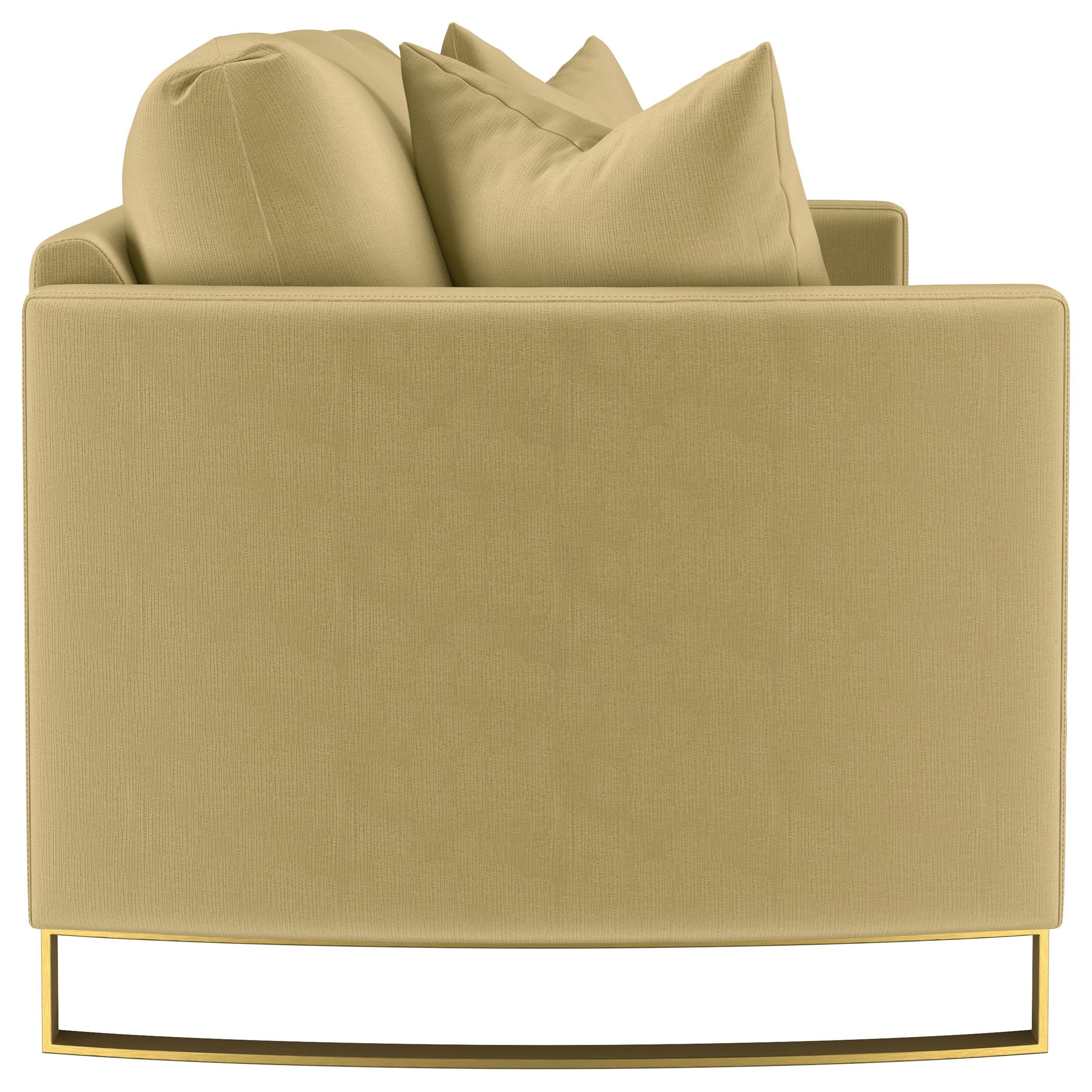 Corliss Velvet Upholstered Curved Track Arm Sofa Camel - 508824