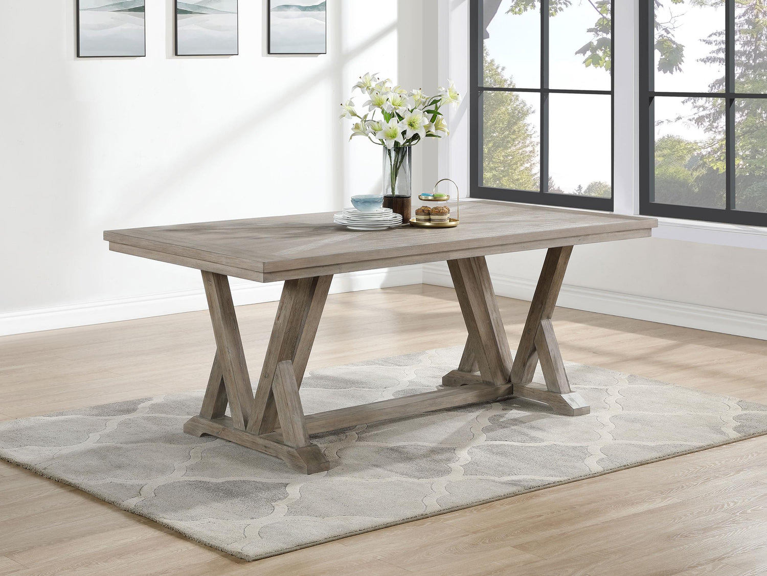 Cornelia Rectangular Wood Dining Table Coastal Grey - 107441