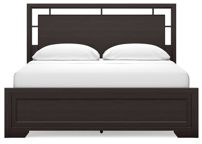 Covetown California King Panel Bed with 2 Nightstands in Dark Brown from Ashley - Luna Furniture