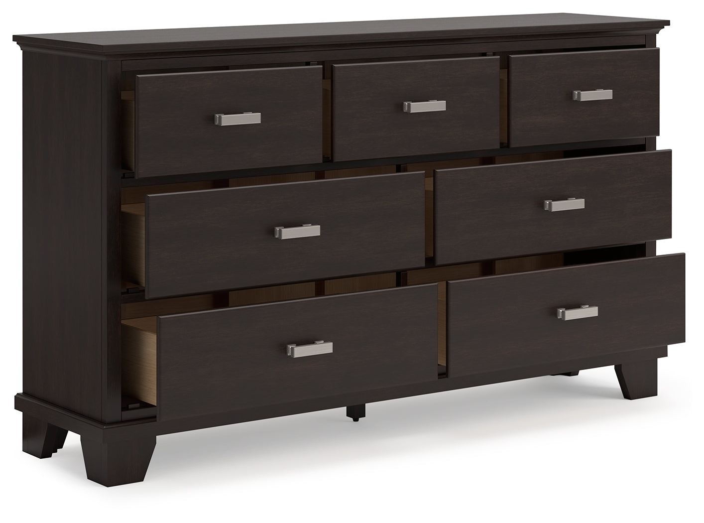 Covetown California King Panel Bed with Dresser and 2 Nightstands in Dark Brown from Ashley - Luna Furniture