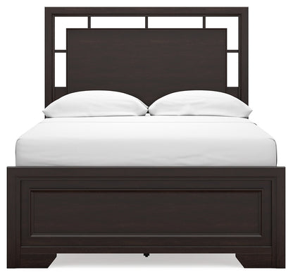Covetown Full Panel Bed with Mirrored Dresser, Chest and Nightstand in Dark Brown from Ashley - Luna Furniture