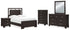 Covetown Full Panel Bed with Mirrored Dresser, Chest and Nightstand in Dark Brown from Ashley - Luna Furniture