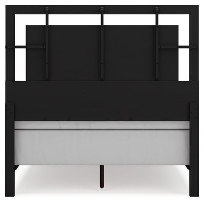 Covetown Full Panel Bed with Mirrored Dresser in Dark Brown - PKG016626