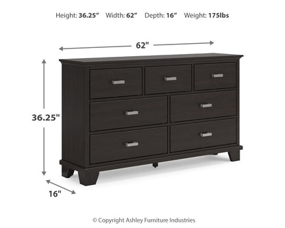 Covetown King Panel Bed with Dresser and 2 Nightstands in Dark Brown from Ashley - Luna Furniture
