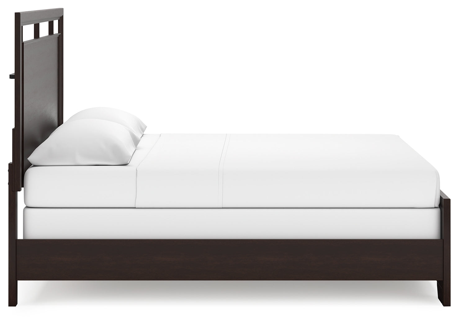 Covetown King Panel Bed with Mirrored Dresser and 2 Nightstands in Dark Brown from Ashley - Luna Furniture