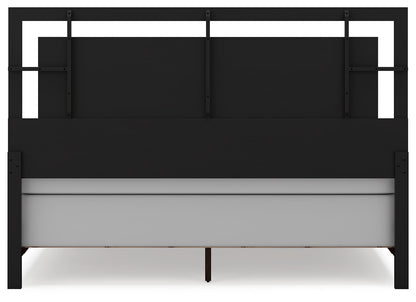 Covetown King Panel Bed with Mirrored Dresser and 2 Nightstands in Dark Brown from Ashley - Luna Furniture