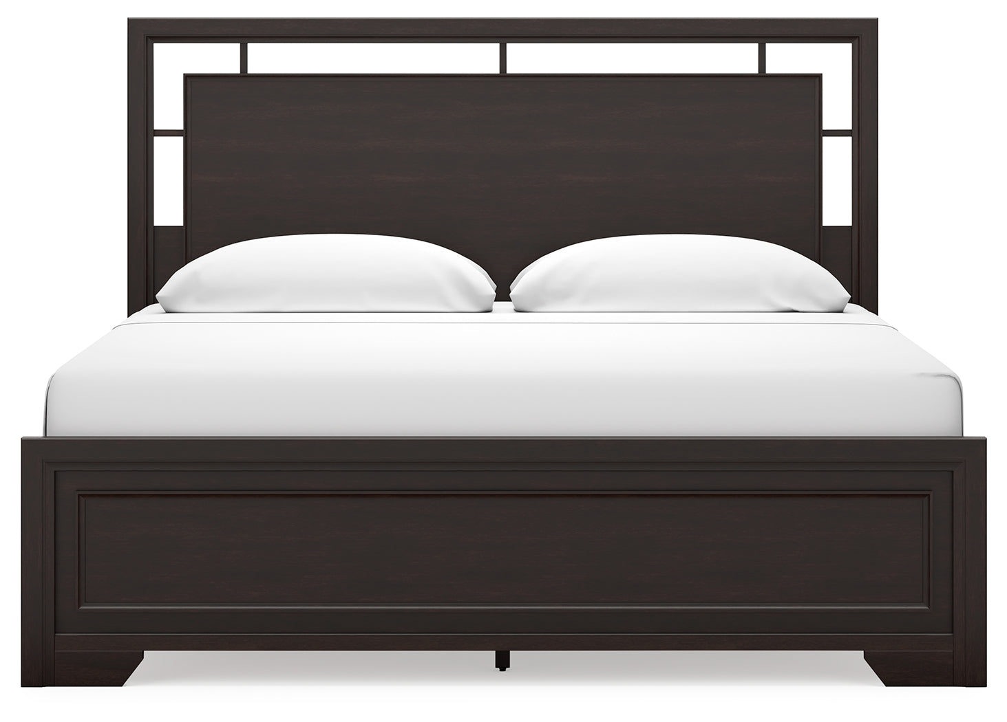Covetown King Panel Bed with Mirrored Dresser and Chest in Dark Brown from Ashley - Luna Furniture
