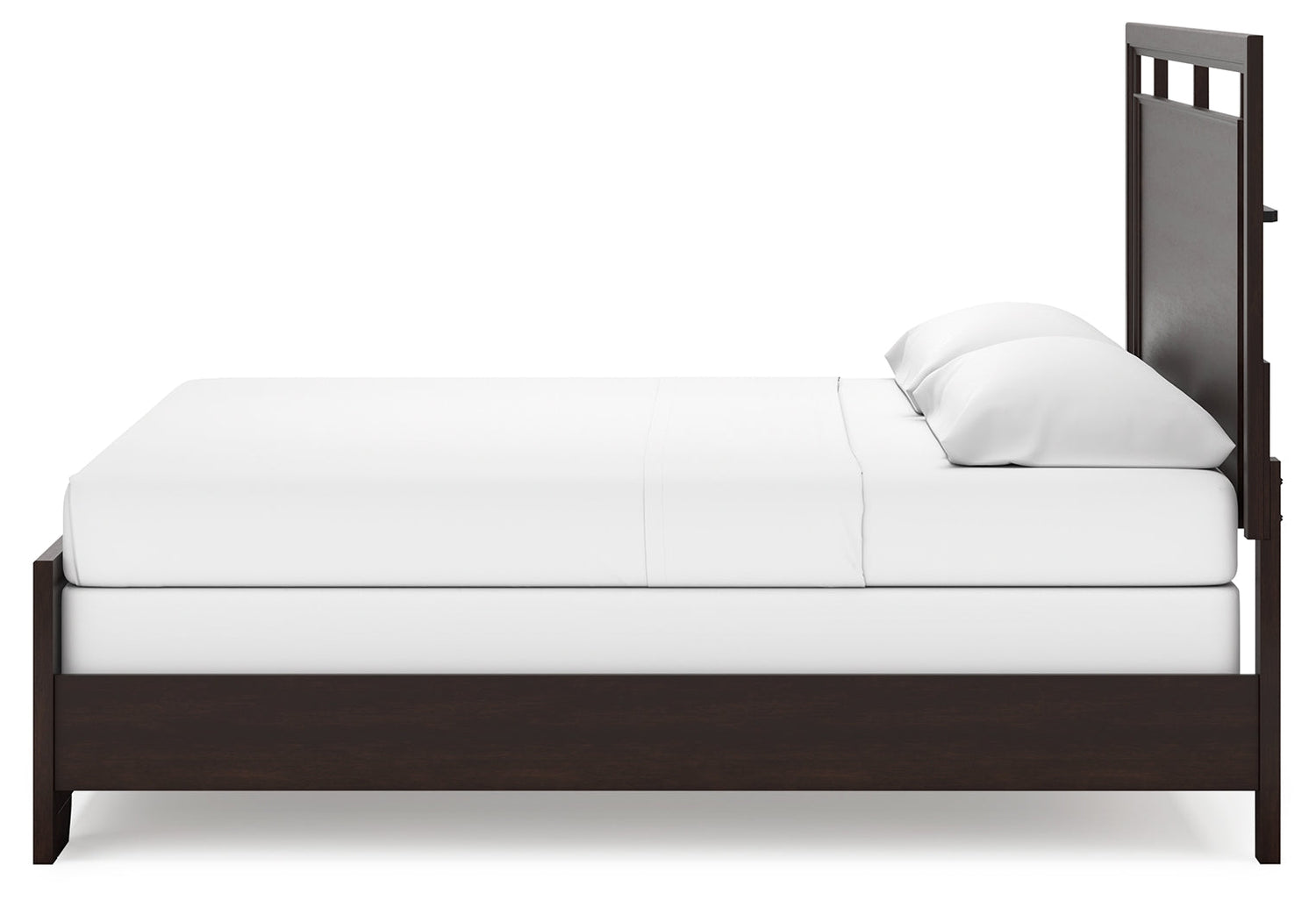 Covetown King Panel Bed with Mirrored Dresser and Chest in Dark Brown from Ashley - Luna Furniture