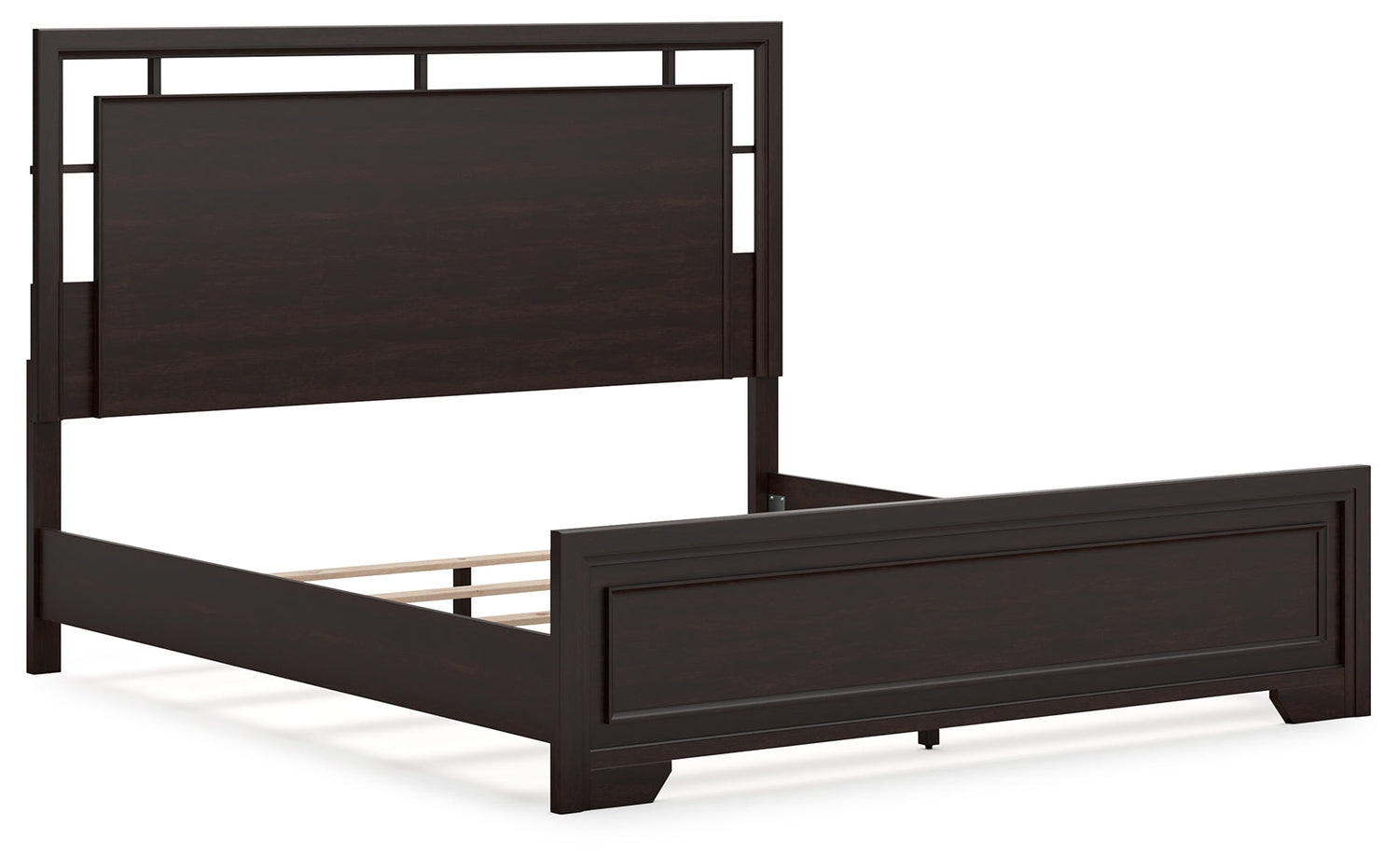 Covetown King Panel Bed with Mirrored Dresser and Chest in Dark Brown from Ashley - Luna Furniture