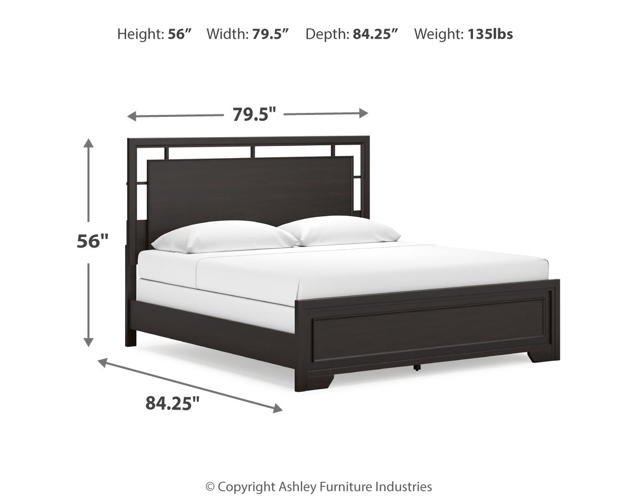 Covetown King Panel Bed with Mirrored Dresser and Chest in Dark Brown from Ashley - Luna Furniture