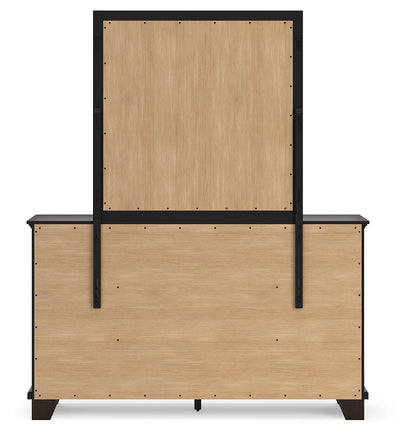 Covetown King Panel Bed with Mirrored Dresser and Chest in Dark Brown from Ashley - Luna Furniture