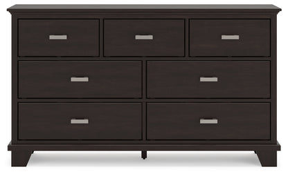 Covetown Queen Panel Bed with Dresser and 2 Nightstands in Dark Brown from Ashley - Luna Furniture