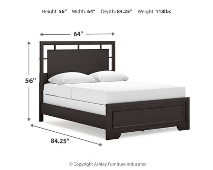 Covetown Queen Panel Bed with Dresser and 2 Nightstands in Dark Brown from Ashley - Luna Furniture