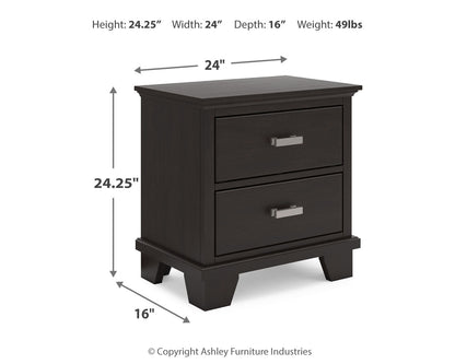 Covetown Queen Panel Bed with Dresser and 2 Nightstands in Dark Brown from Ashley - Luna Furniture